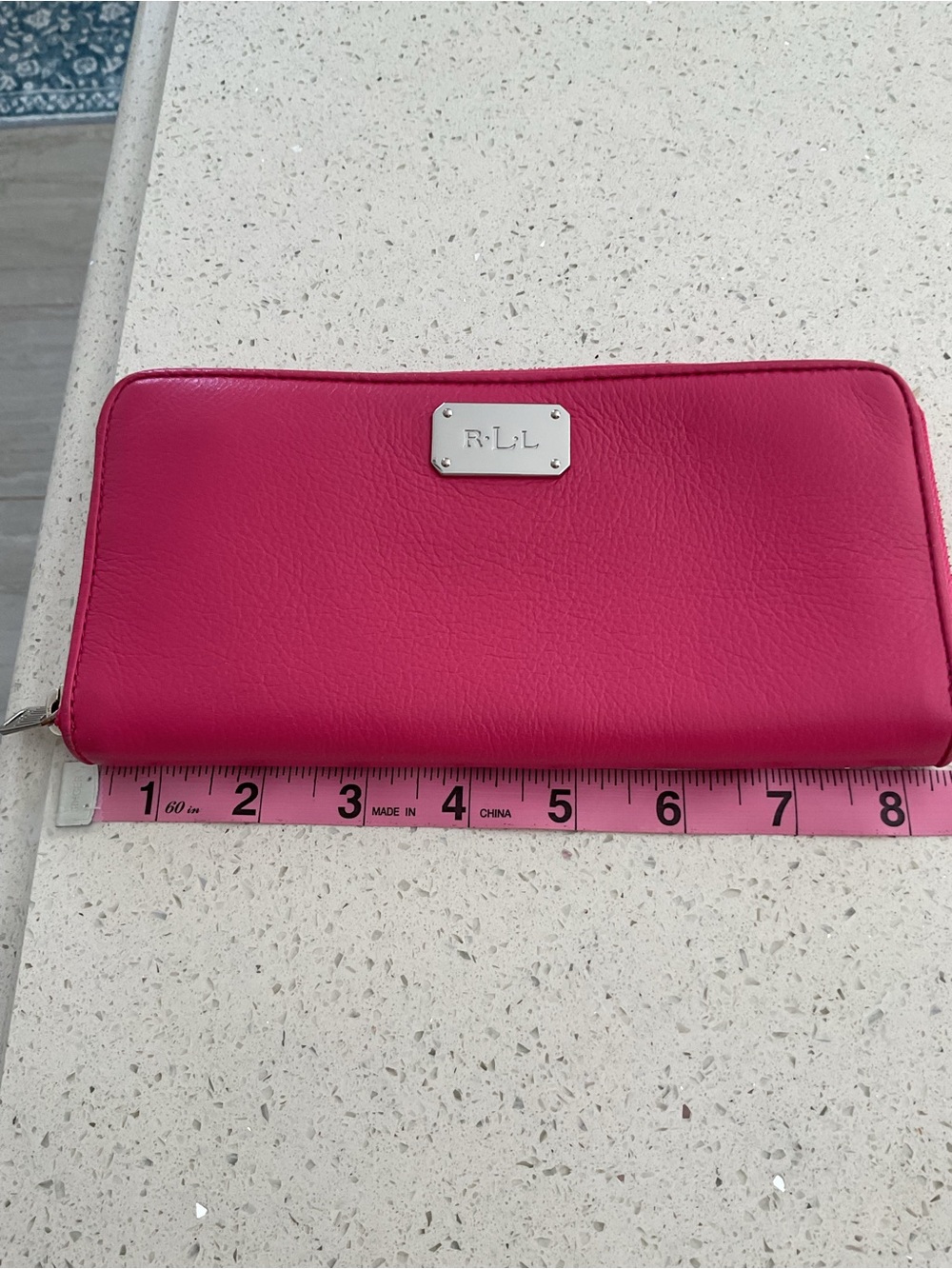 Ralph Lauren Hot Pink Zip-Around Leather Wallet